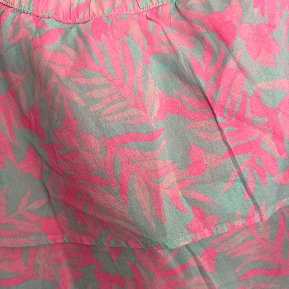 Vineyard Vines Pink and Blue Leaf Print One-shoulder Dress - Picture 4 of 4